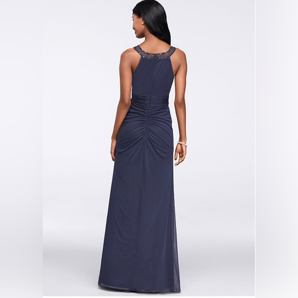 David’s Bridal Size 8 Navy Blur Beaded Collar Dress - Picture 3 of 3
